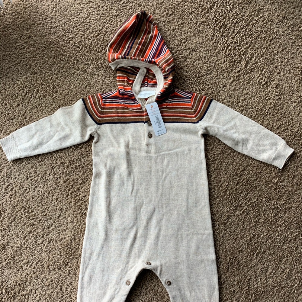 Knit hoodied fall one piece